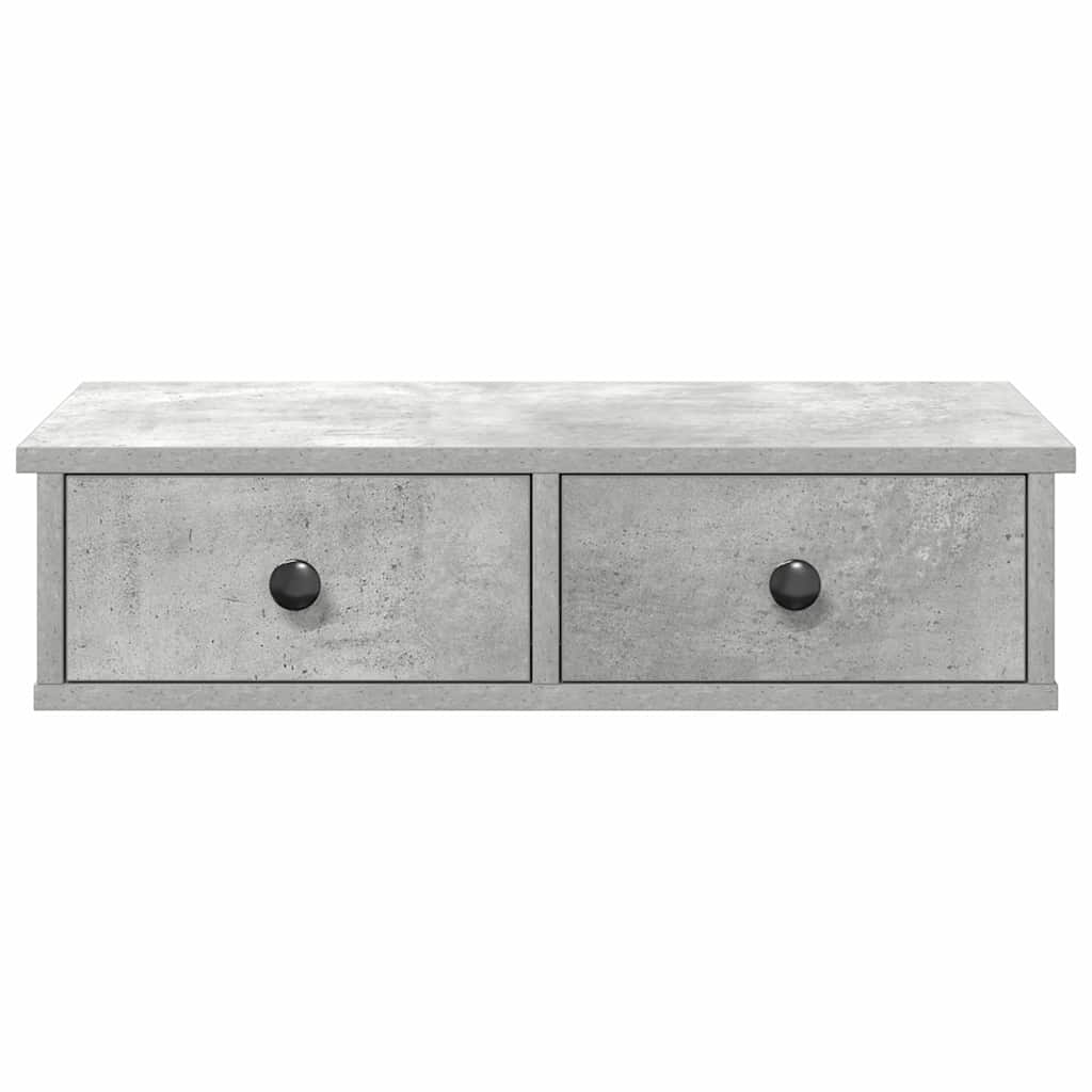 Falipolc fiókokkal betonszürke 60x28x15 cm műszaki fa