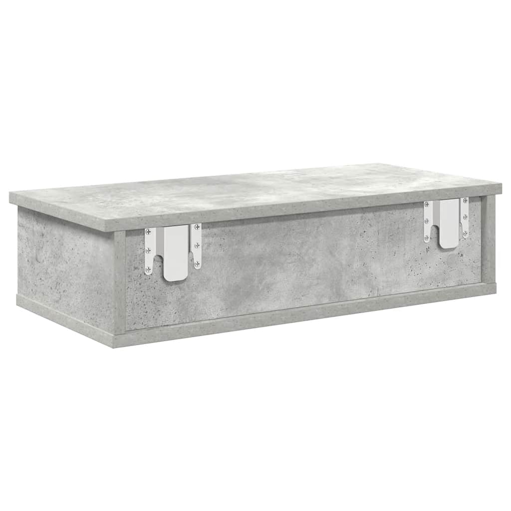 Falipolc fiókokkal betonszürke 60x28x15 cm műszaki fa