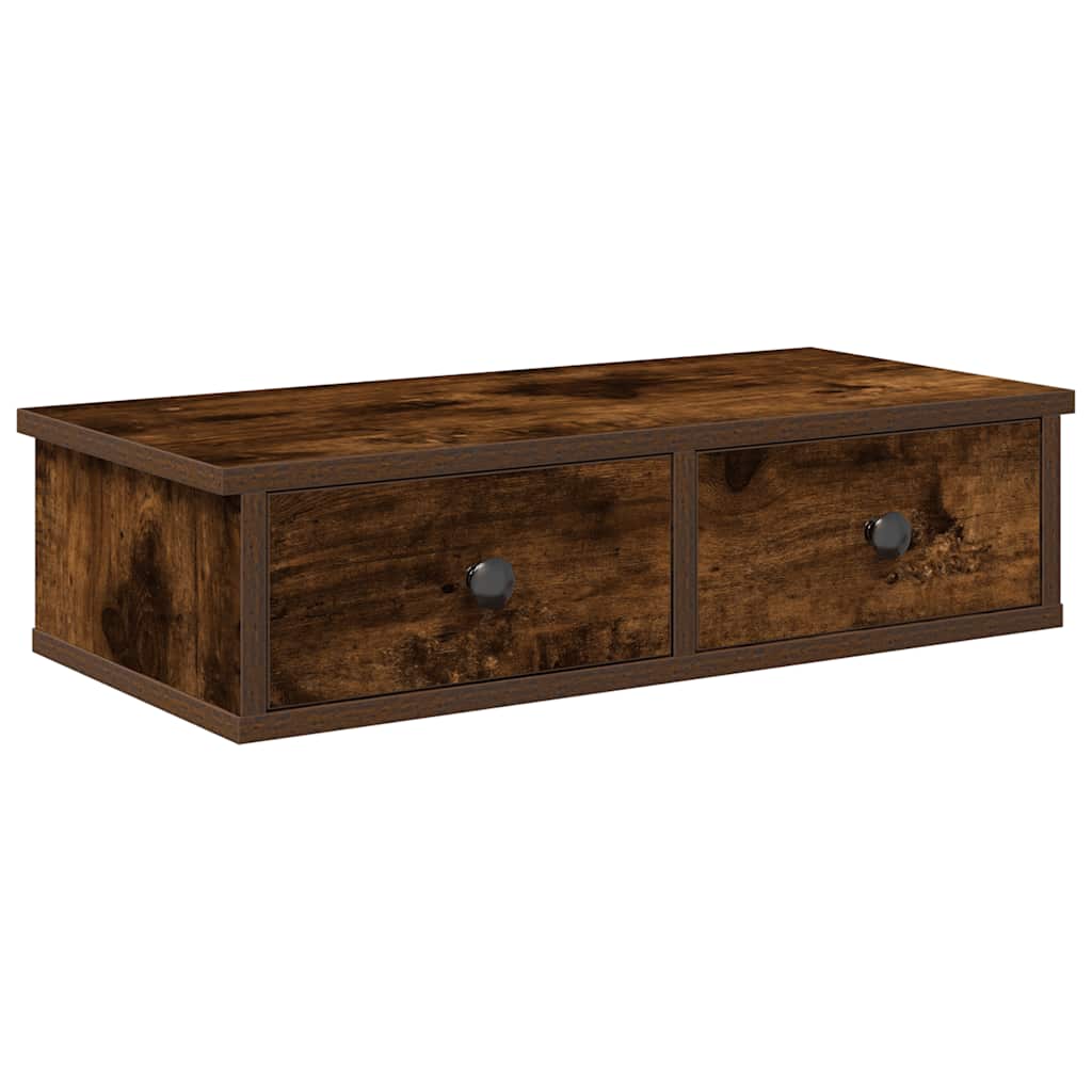 Falipolc fiókokkal füstölt tölgy 60x28x15 cm műszaki fa