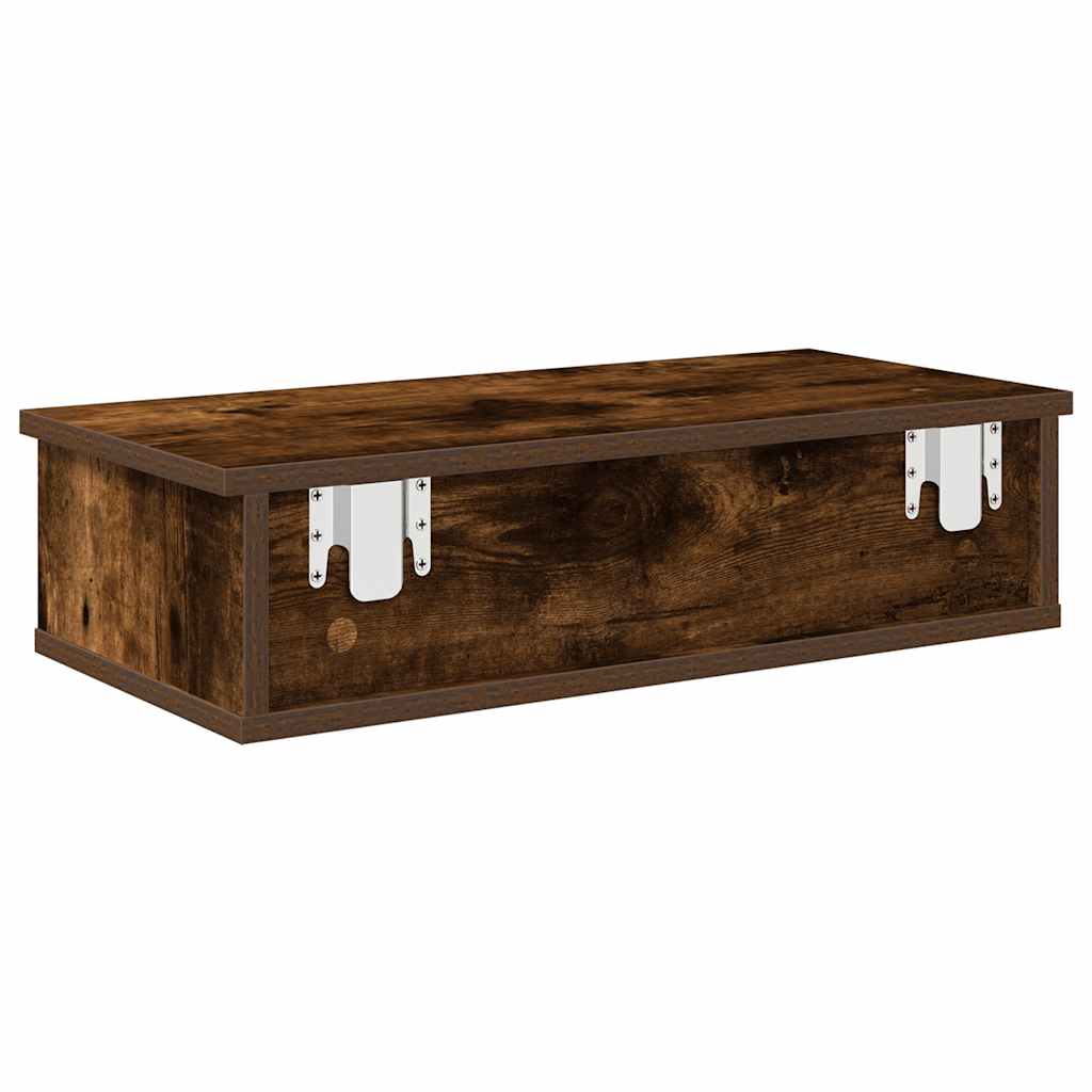 Falipolc fiókokkal füstölt tölgy 60x28x15 cm műszaki fa