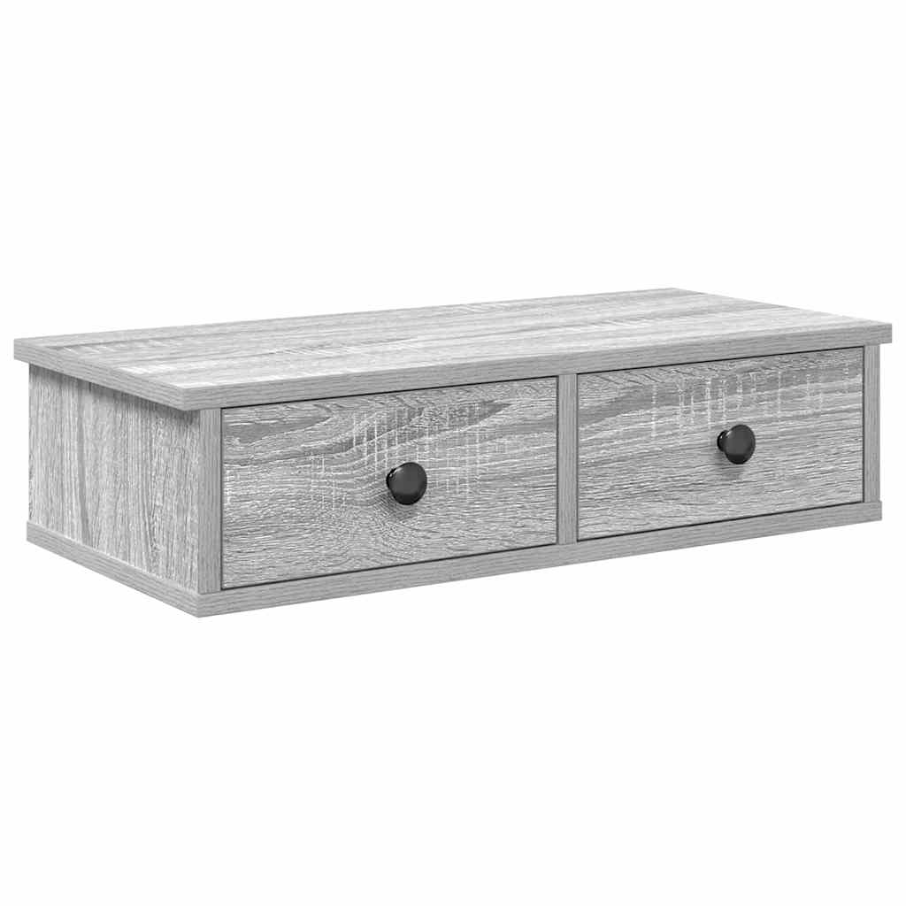 Falipolc fiókokkal szürke sonoma 60x28x15 cm műszaki fa