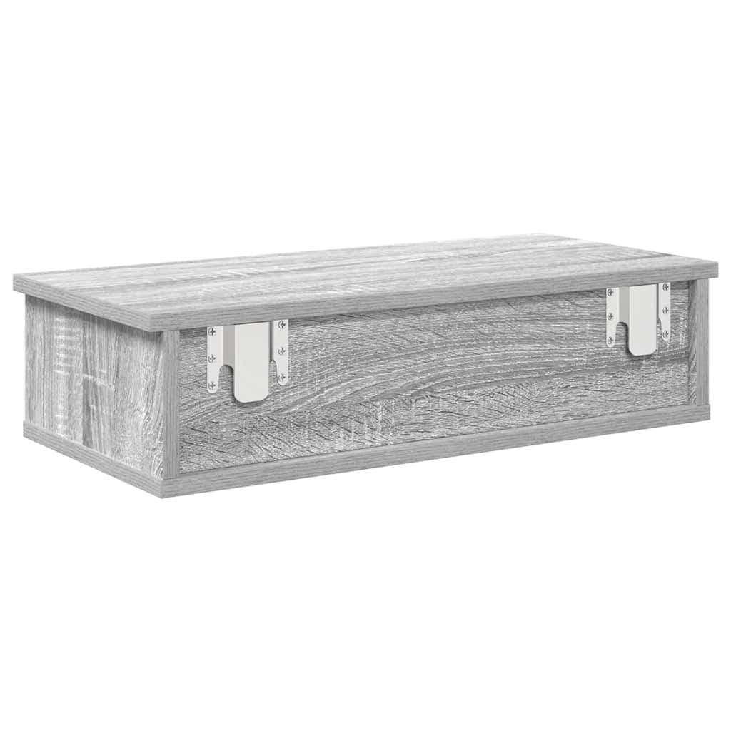 Falipolc fiókokkal szürke sonoma 60x28x15 cm műszaki fa