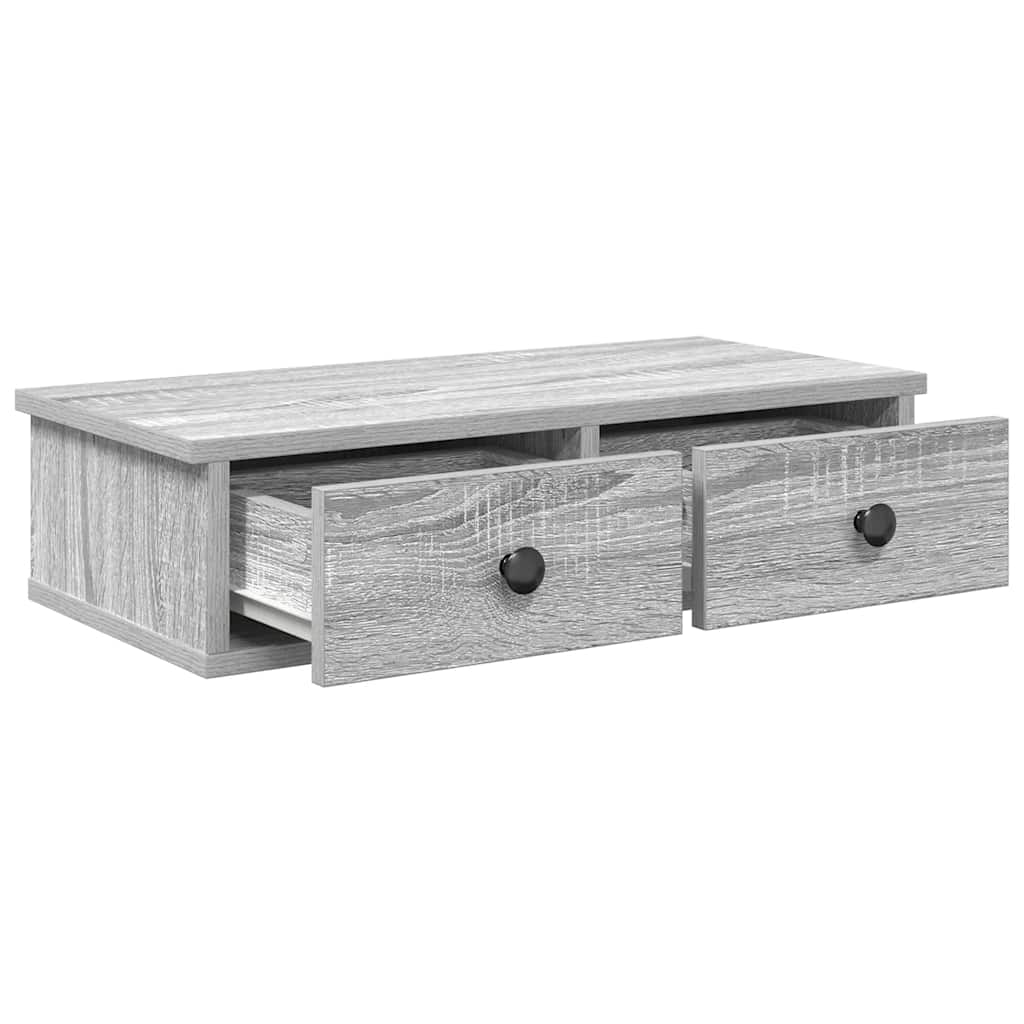 Falipolc fiókokkal szürke sonoma 60x28x15 cm műszaki fa