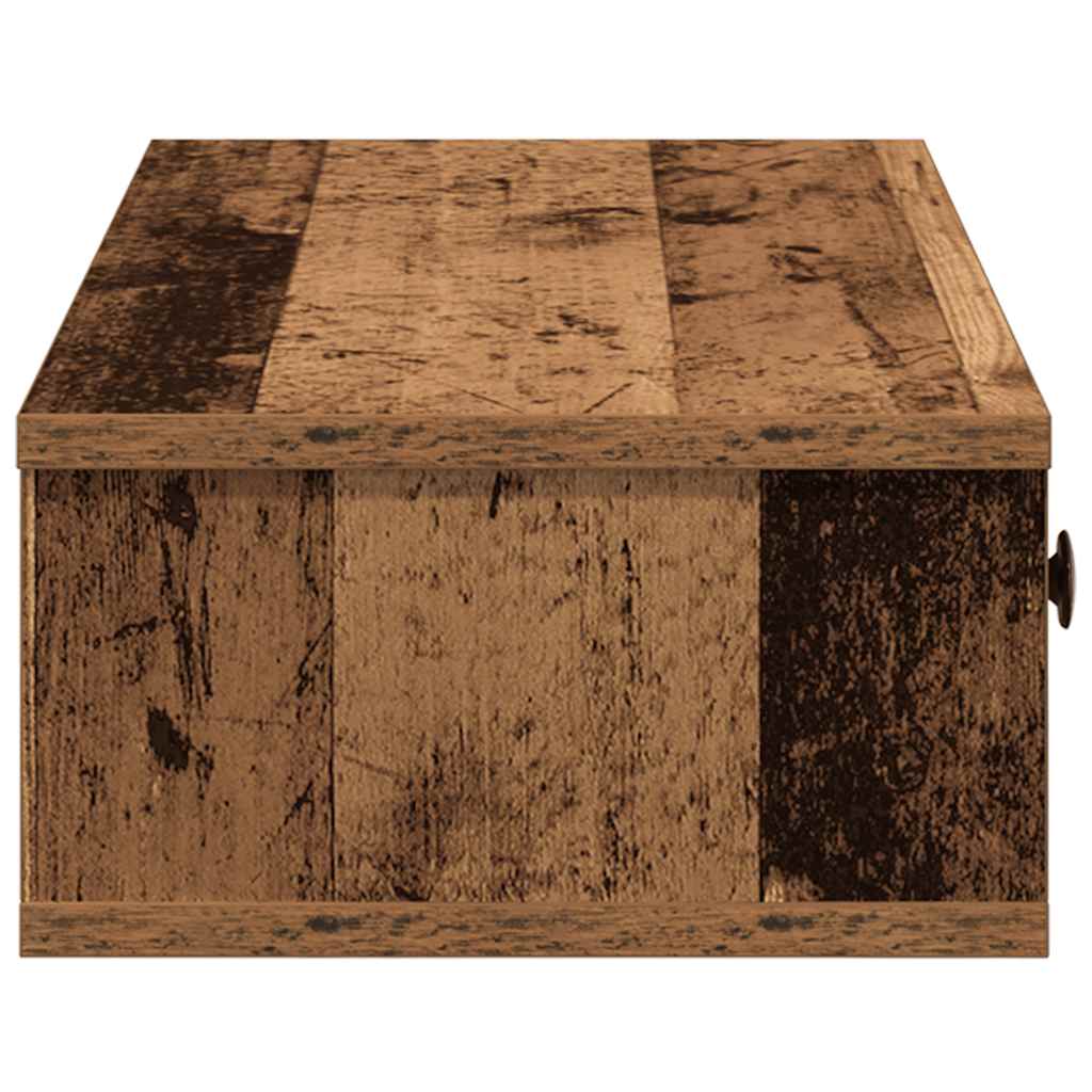 Falipolc fiókokkal régi fa 60x28x15 cm műszaki fa