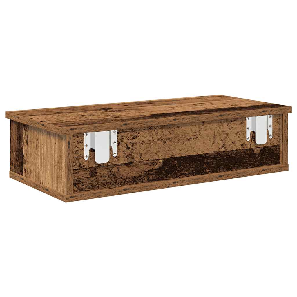 Falipolc fiókokkal régi fa 60x28x15 cm műszaki fa
