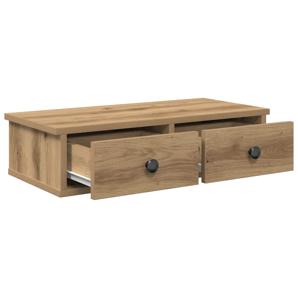 Falipolc fiókokkal artisian tölgy 60x28x15 cm műszaki fa