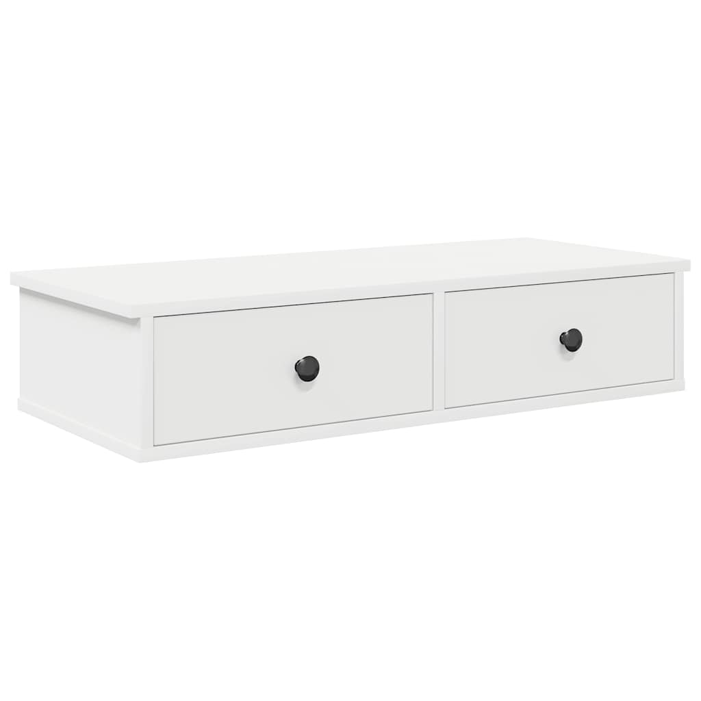 Falipolc fiókokkal fehér 80x34x17 cm műszaki fa
