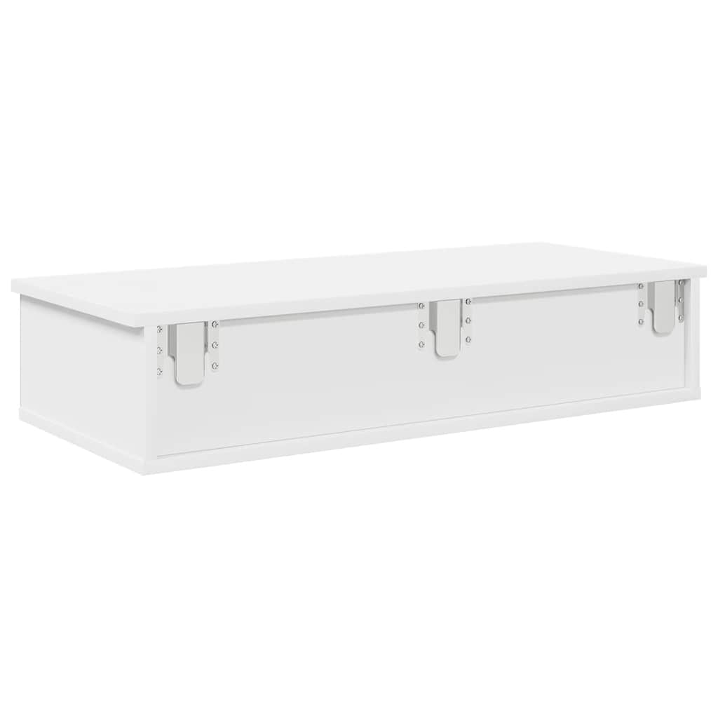 Falipolc fiókokkal fehér 80x34x17 cm műszaki fa