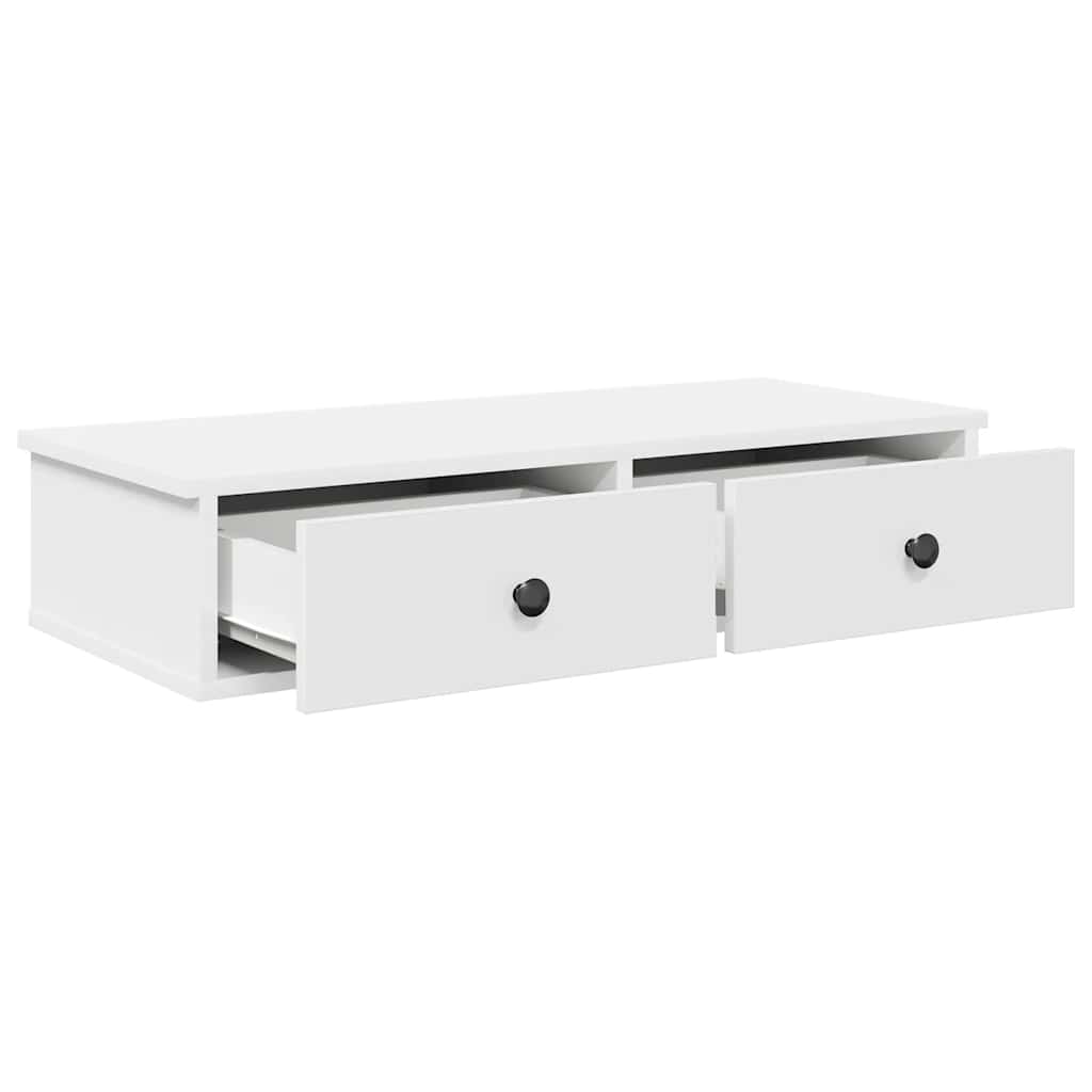 Falipolc fiókokkal fehér 80x34x17 cm műszaki fa