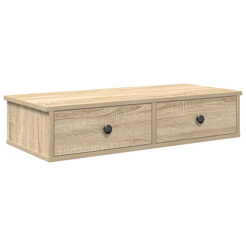 Falipolc fiókokkal sonoma tölgy 80x34x17 cm műszaki fa