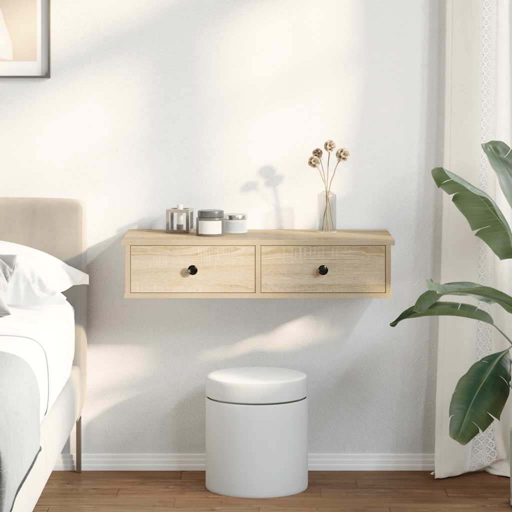 Falipolc fiókokkal sonoma tölgy 80x34x17 cm műszaki fa