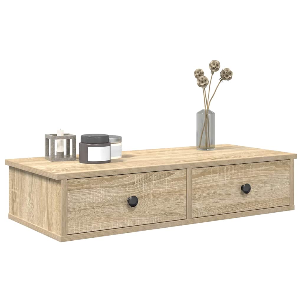 Falipolc fiókokkal sonoma tölgy 80x34x17 cm műszaki fa