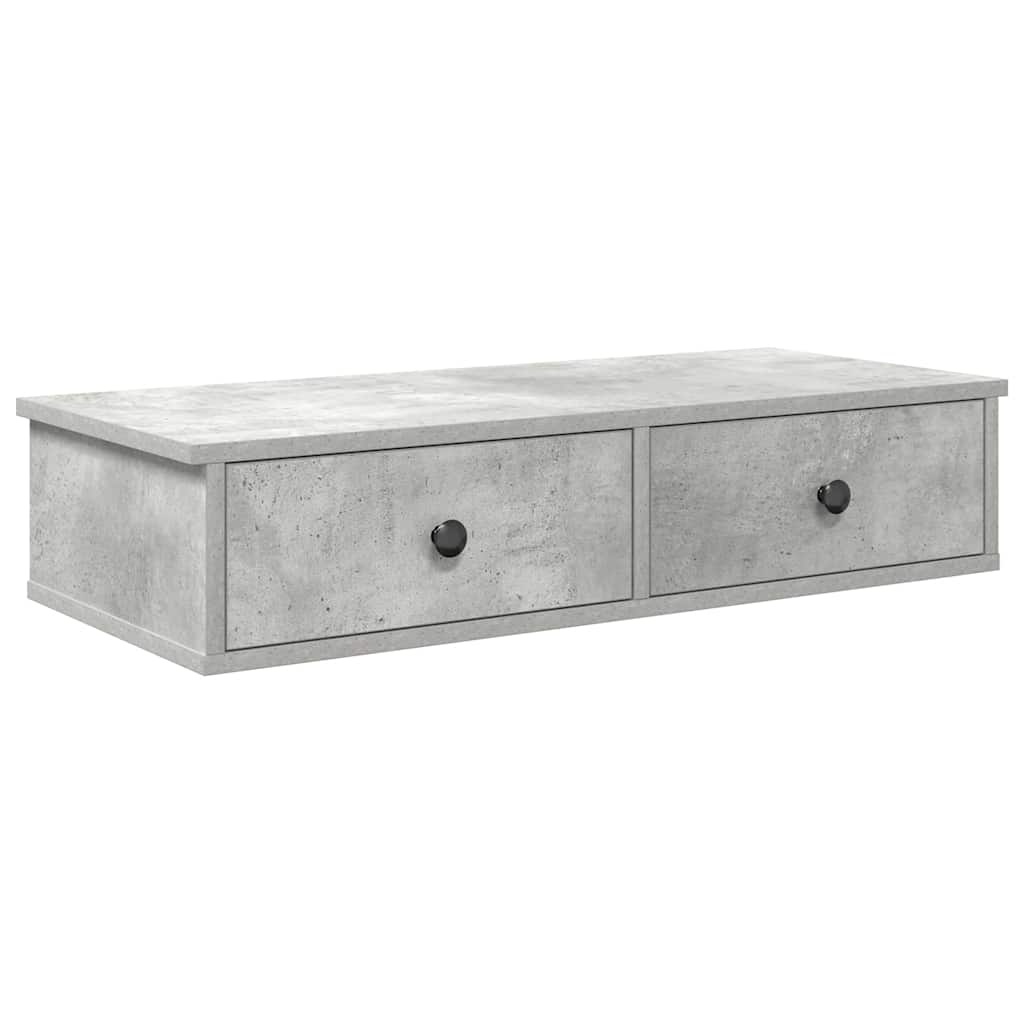 Falipolc fiókokkal betonszürke 80x31x17 cm műszaki fa
