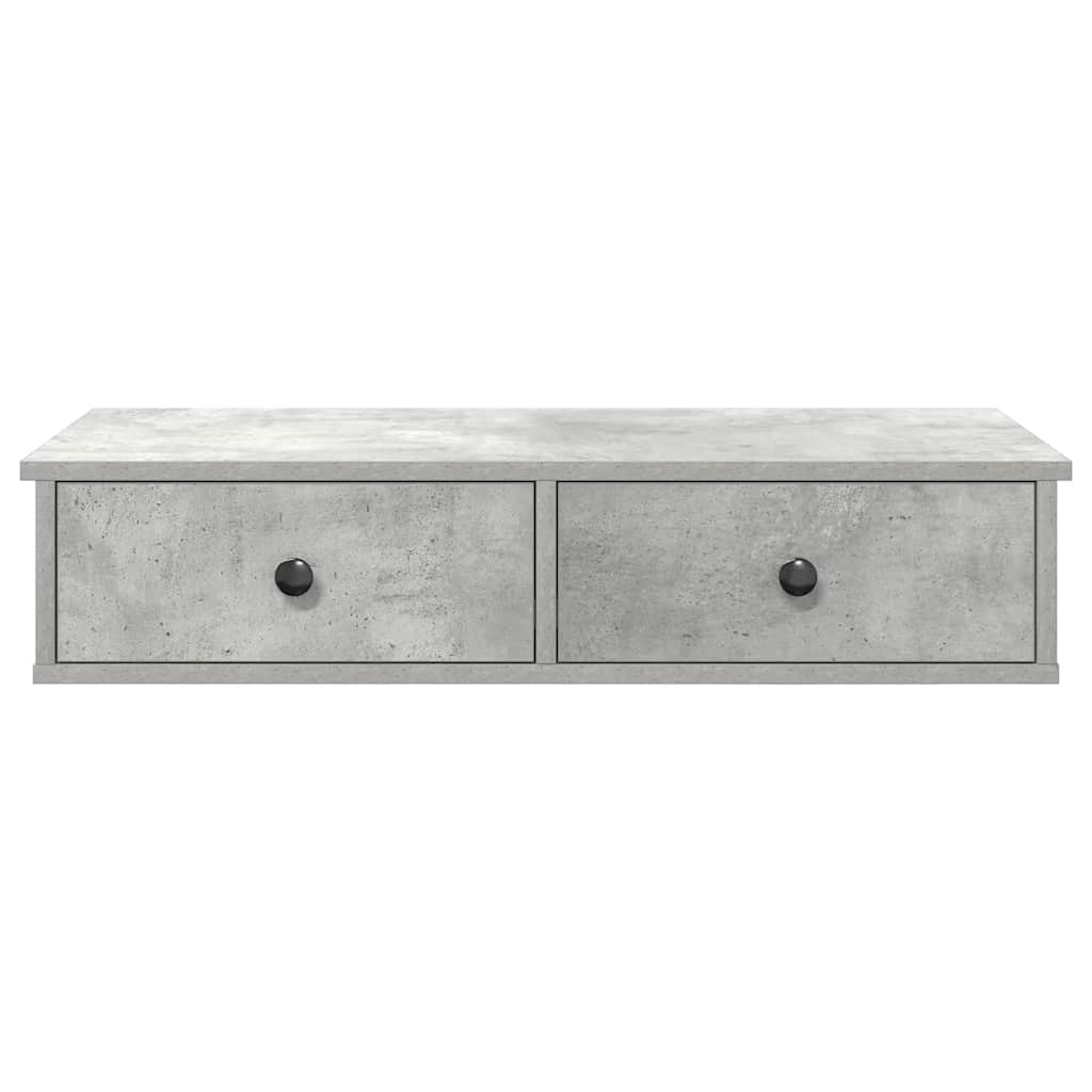 Falipolc fiókokkal betonszürke 80x31x17 cm műszaki fa
