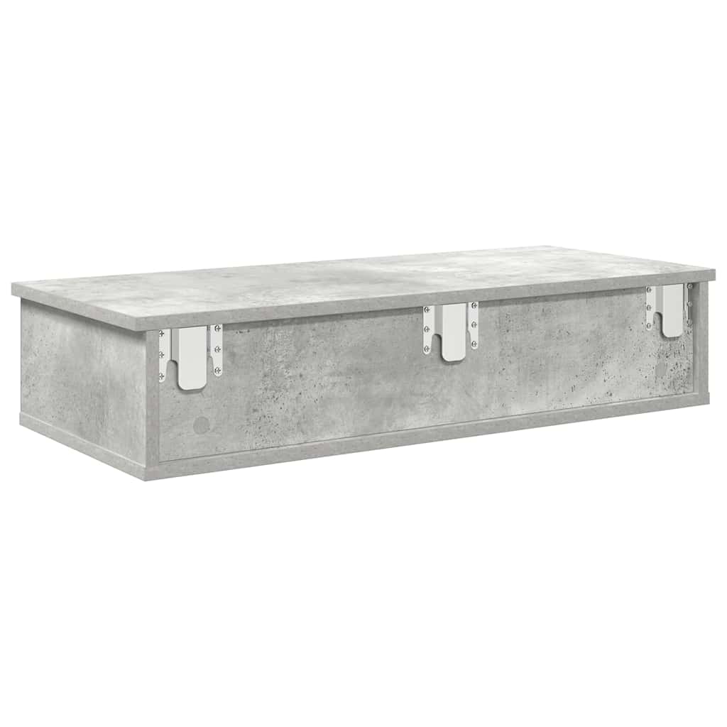 Falipolc fiókokkal betonszürke 80x31x17 cm műszaki fa