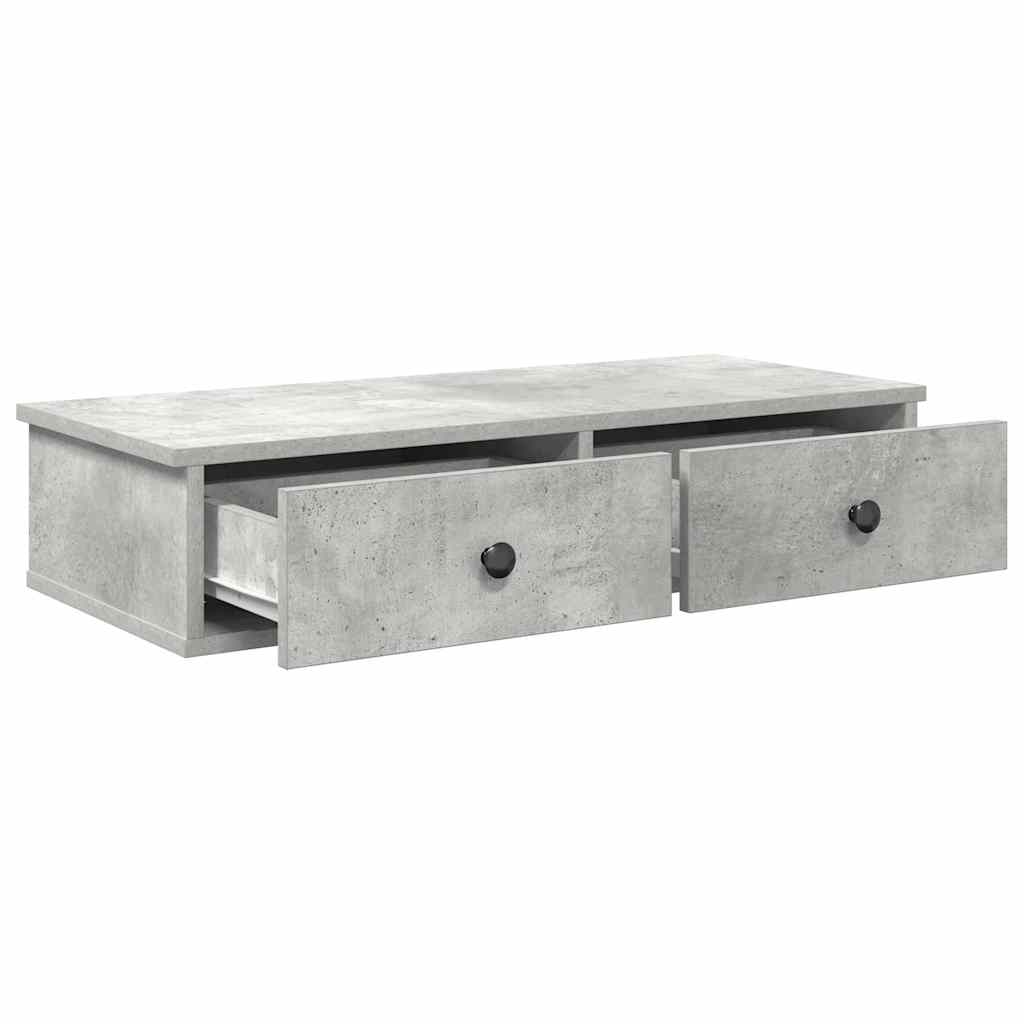 Falipolc fiókokkal betonszürke 80x31x17 cm műszaki fa