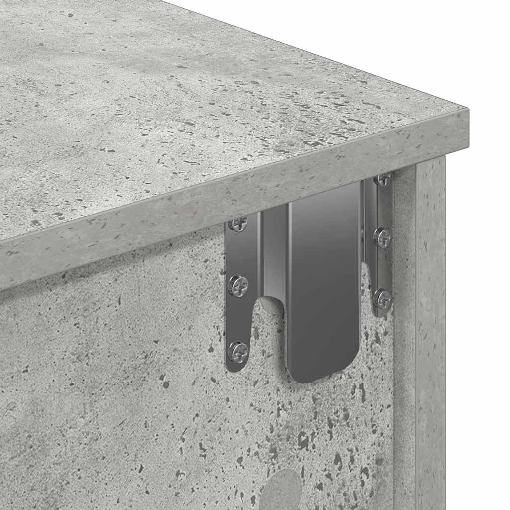 Falipolc fiókokkal betonszürke 80x31x17 cm műszaki fa