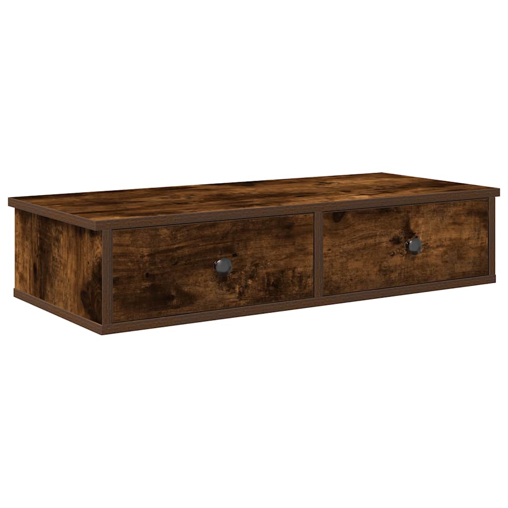 Falipolc fiókokkal füstölt tölgy 80x31x17 cm műszaki fa