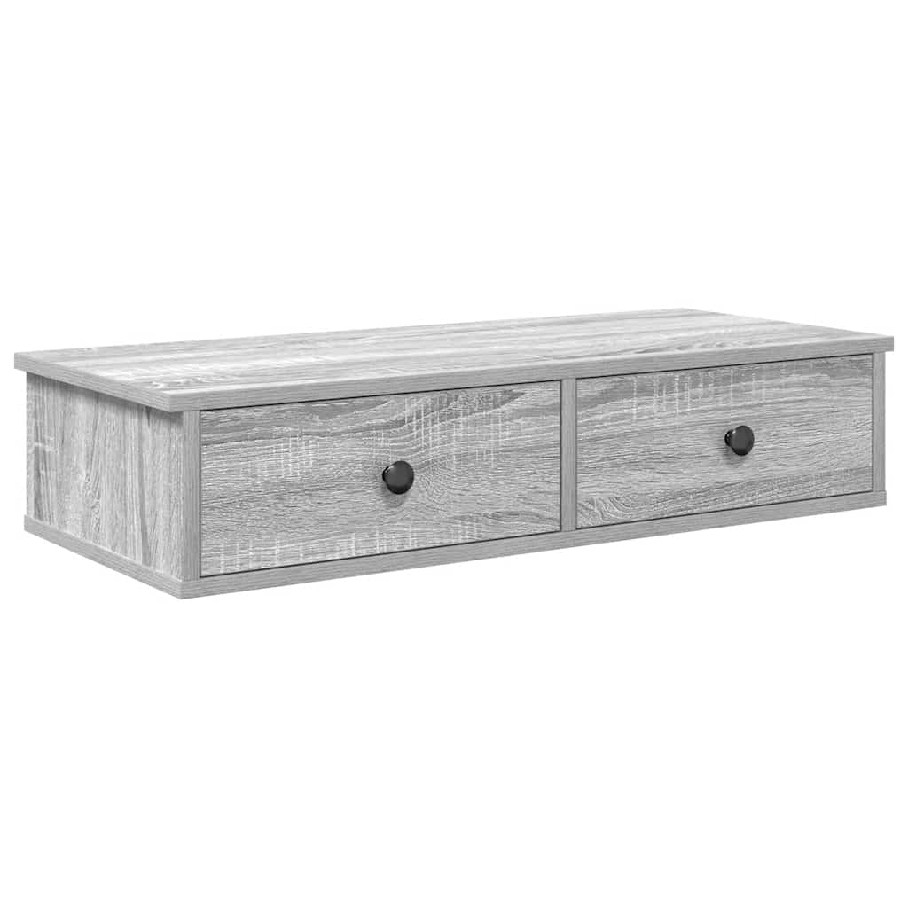 Falipolc fiókokkal szürke sonoma 80x31x17 cm műszaki fa