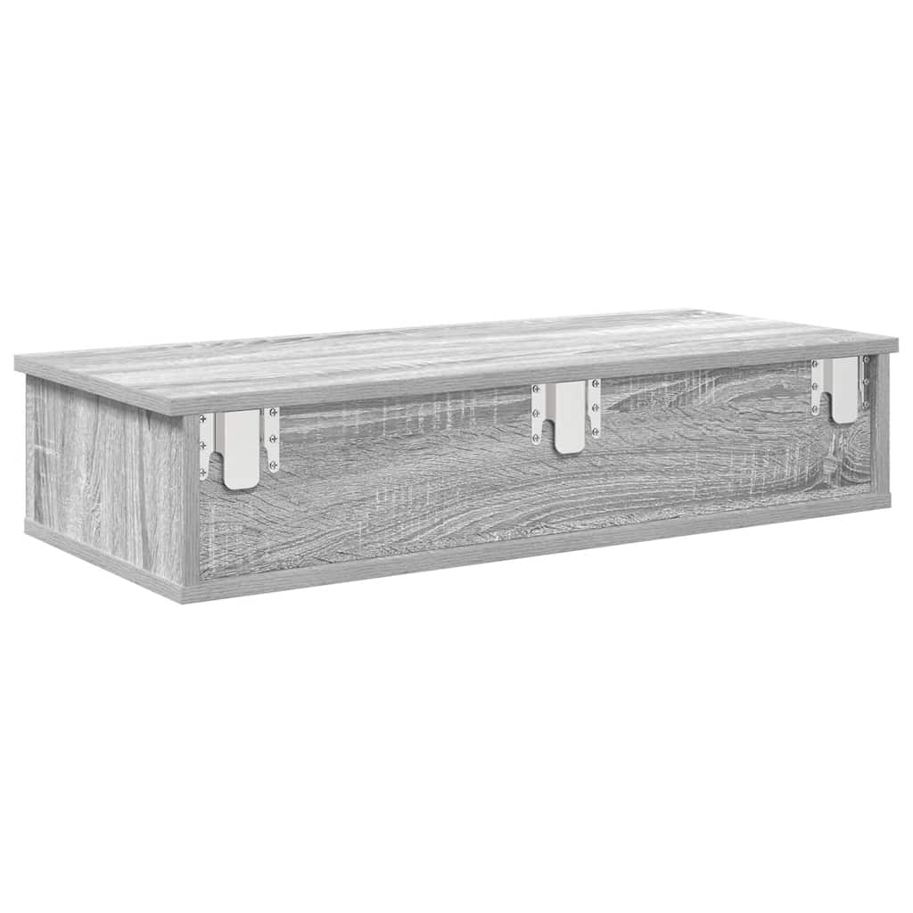 Falipolc fiókokkal szürke sonoma 80x31x17 cm műszaki fa