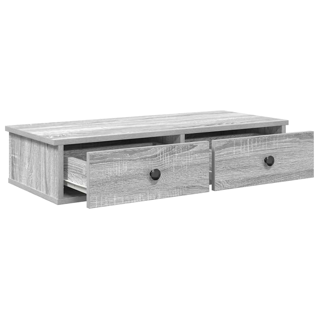 Falipolc fiókokkal szürke sonoma 80x31x17 cm műszaki fa