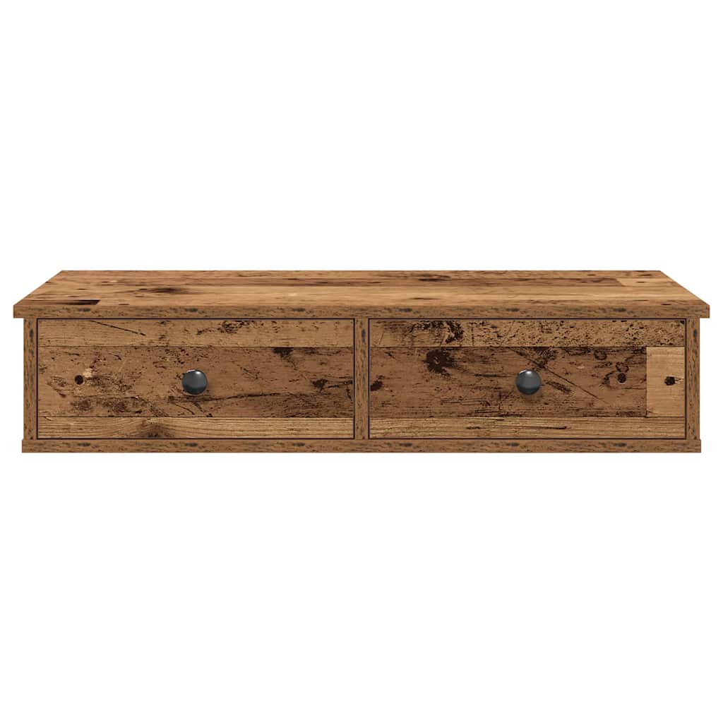 Falipolc fiókokkal régi fa 80x31x17 cm műszaki fa