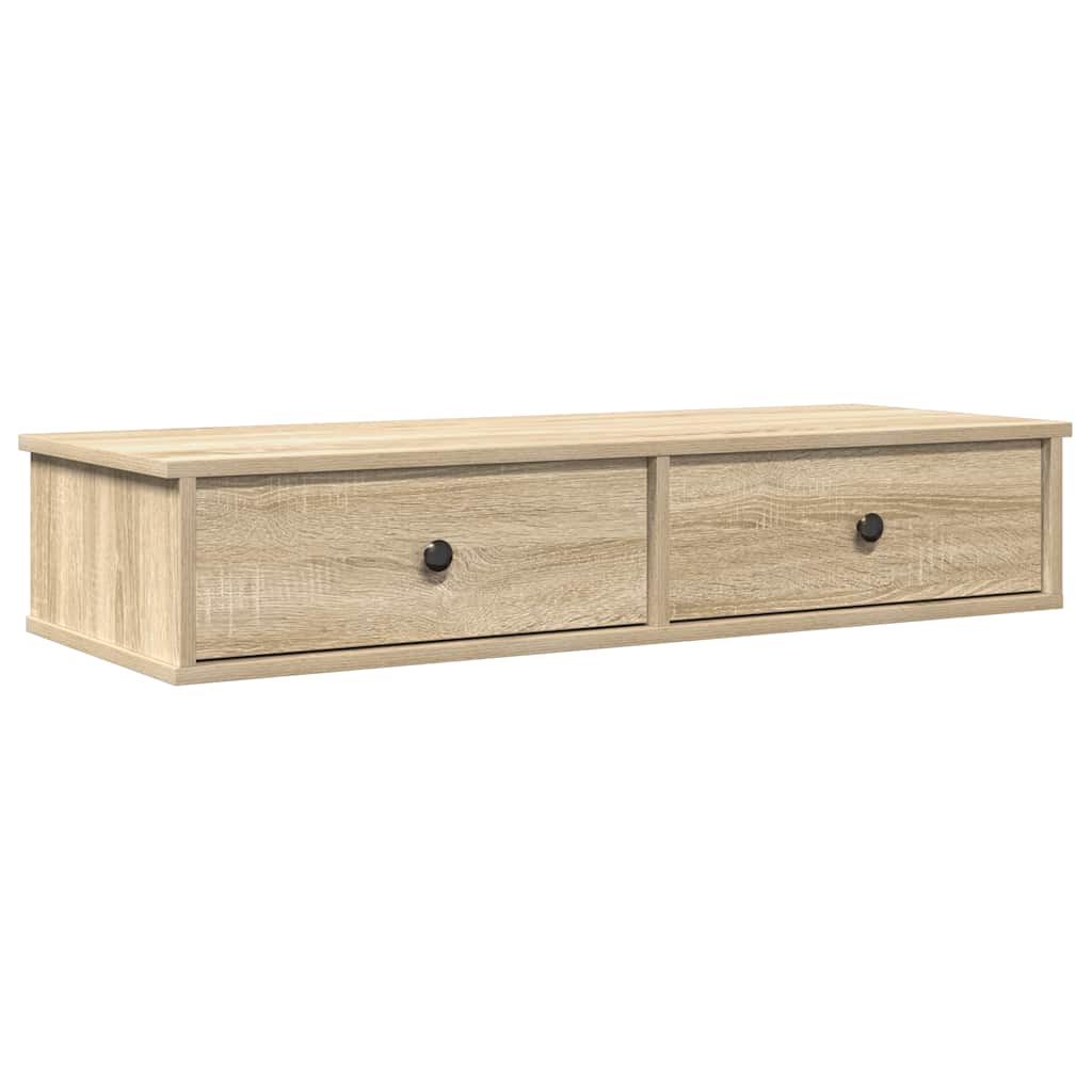 sonoma tölgy szerelt fa falipolc fiókokkal 100 x 37,5 x 19 cm