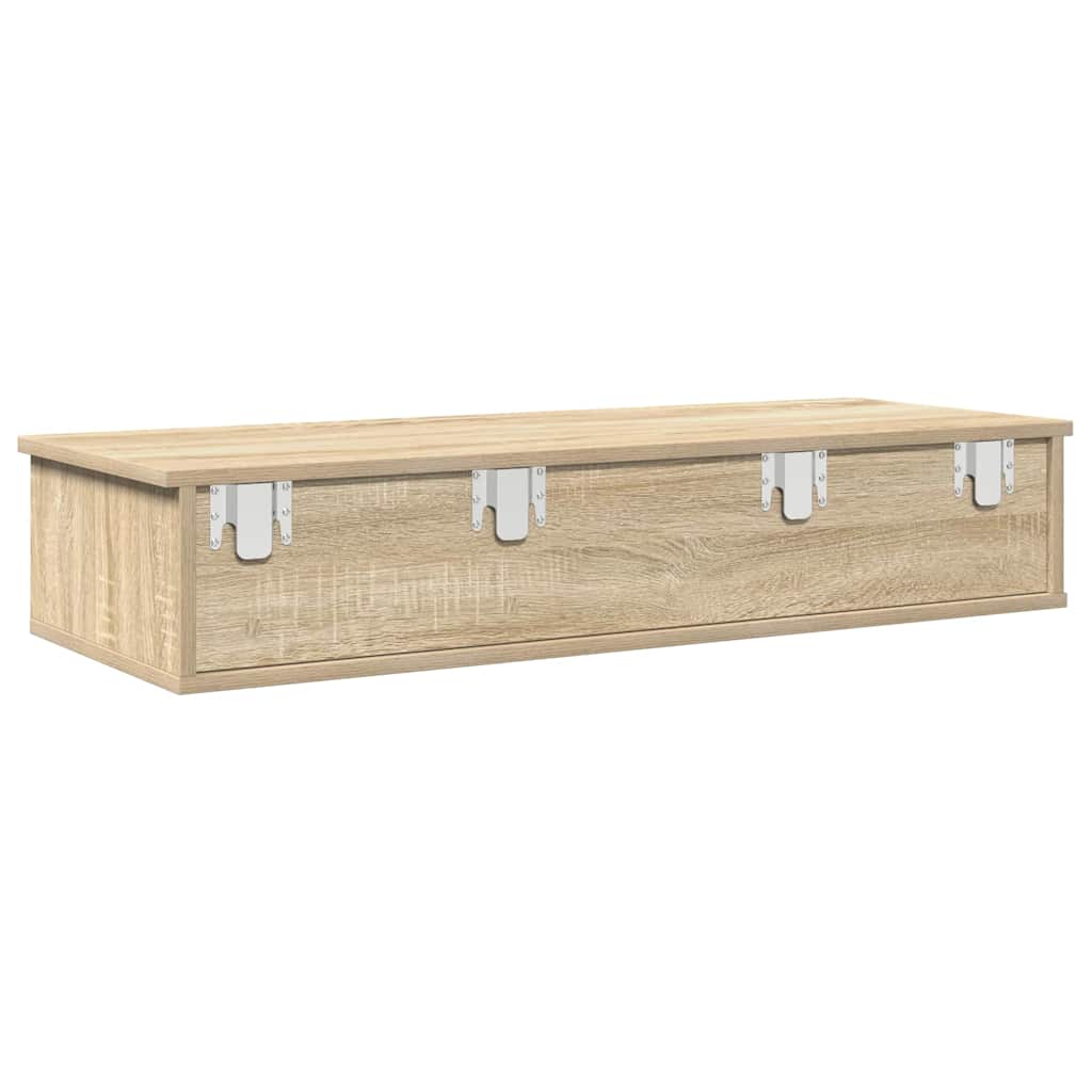 sonoma tölgy szerelt fa falipolc fiókokkal 100 x 37,5 x 19 cm