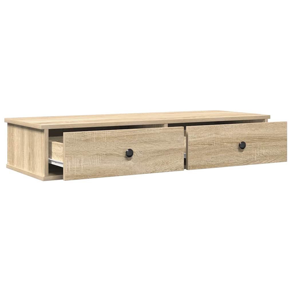 sonoma tölgy szerelt fa falipolc fiókokkal 100 x 37,5 x 19 cm
