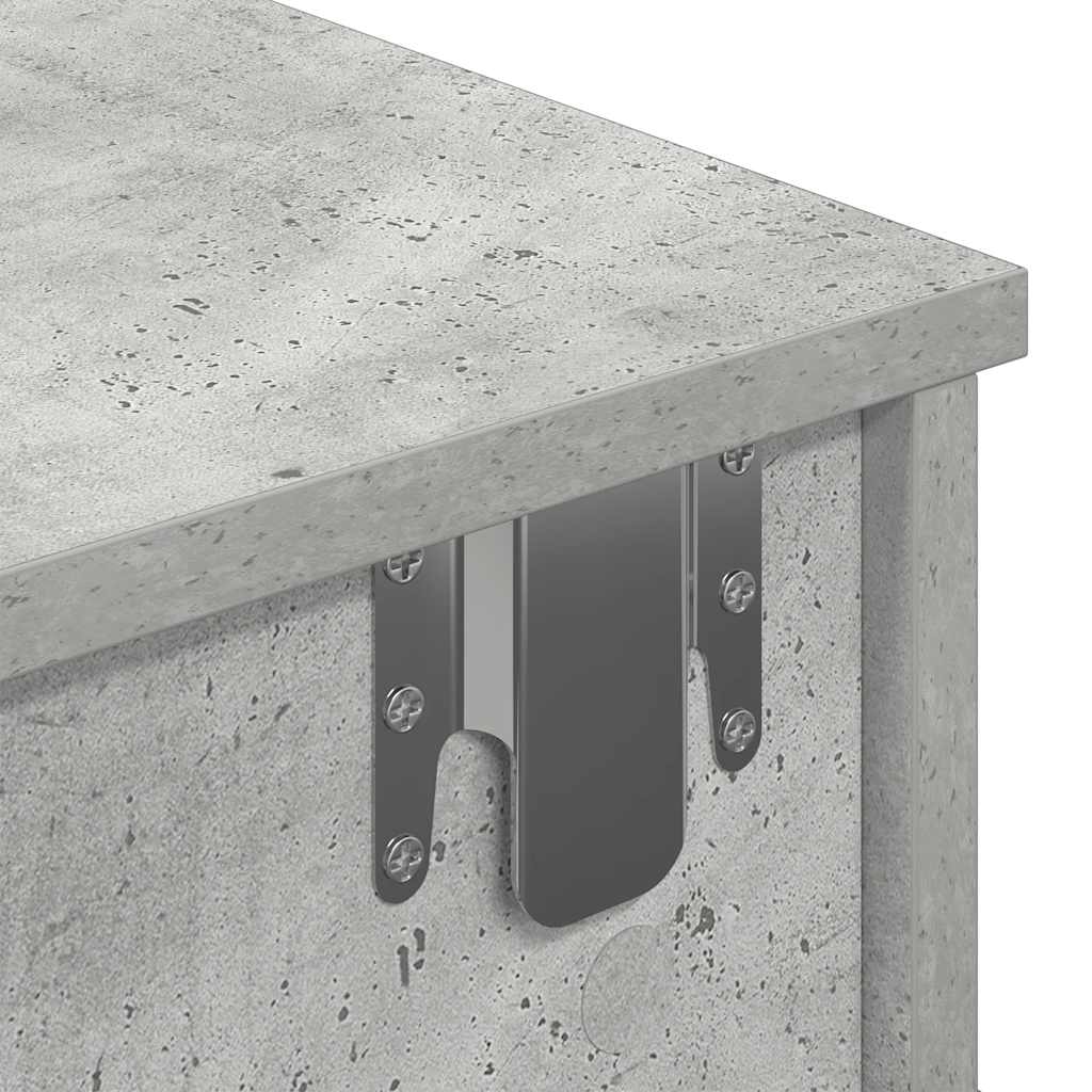 betonszürke szerelt fa falipolc fiókokkal 100 x 37,5 x 19 cm