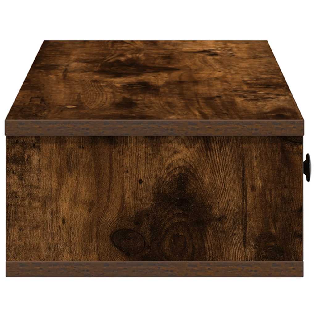 füstölt tölgy szerelt fa falipolc fiókokkal 100 x 37,5 x 19 cm