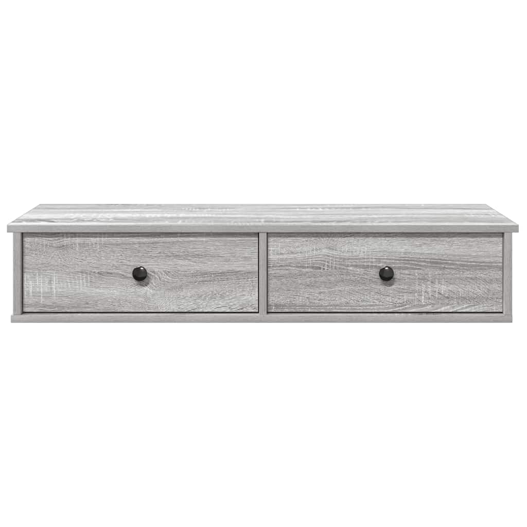 szürke sonoma szerelt fa falipolc fiókokkal 100 x 37,5 x 19 cm