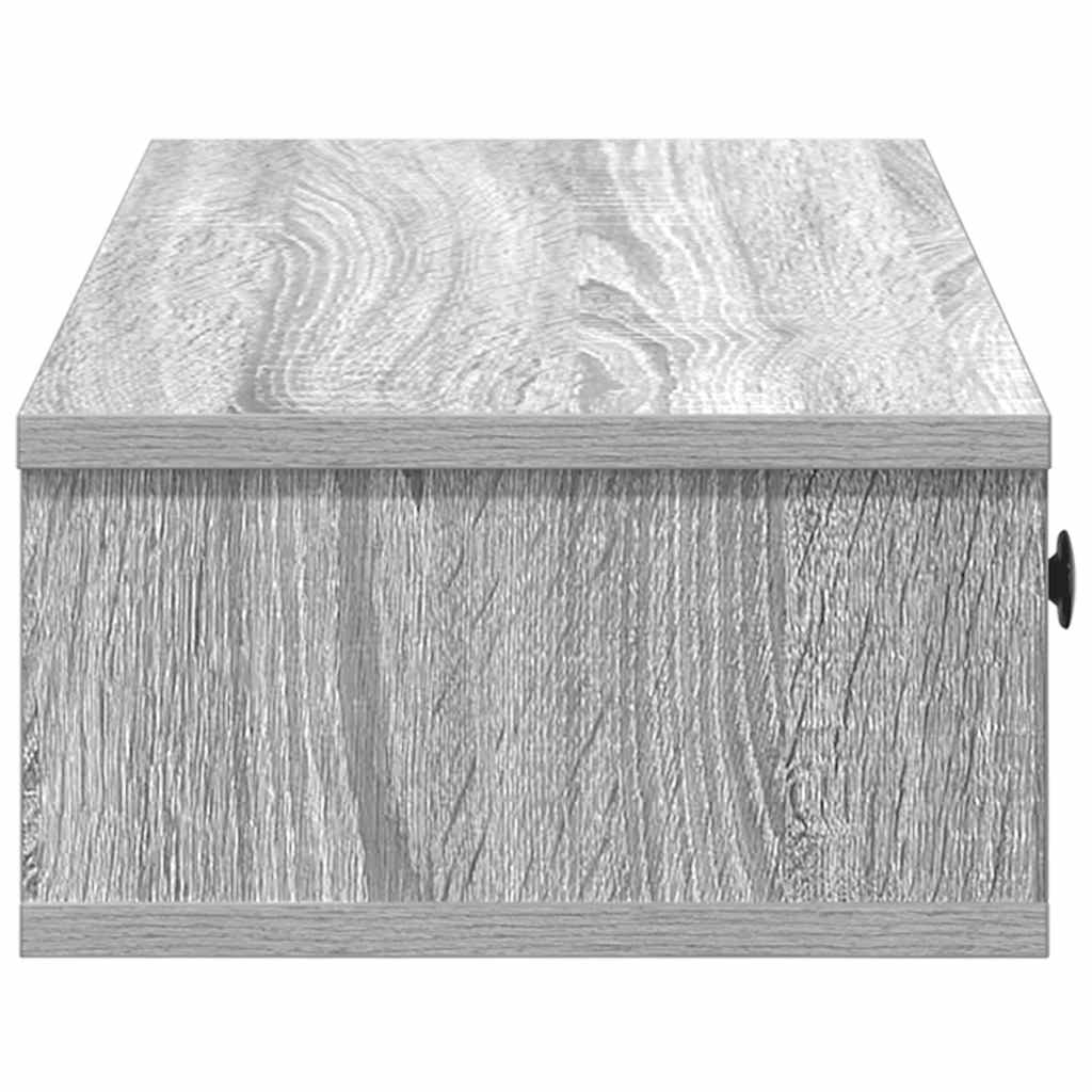 szürke sonoma szerelt fa falipolc fiókokkal 100 x 37,5 x 19 cm