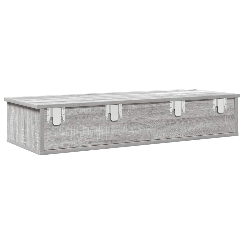 szürke sonoma szerelt fa falipolc fiókokkal 100 x 37,5 x 19 cm