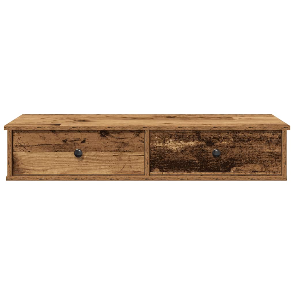 antik fa szerelt fa falipolc fiókokkal 100 x 37,5 x 19 cm
