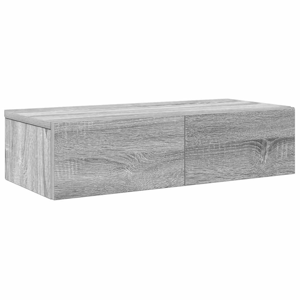 Falipolc fiókokkal szürke sonoma 60x26,5x15 cm műszaki fa