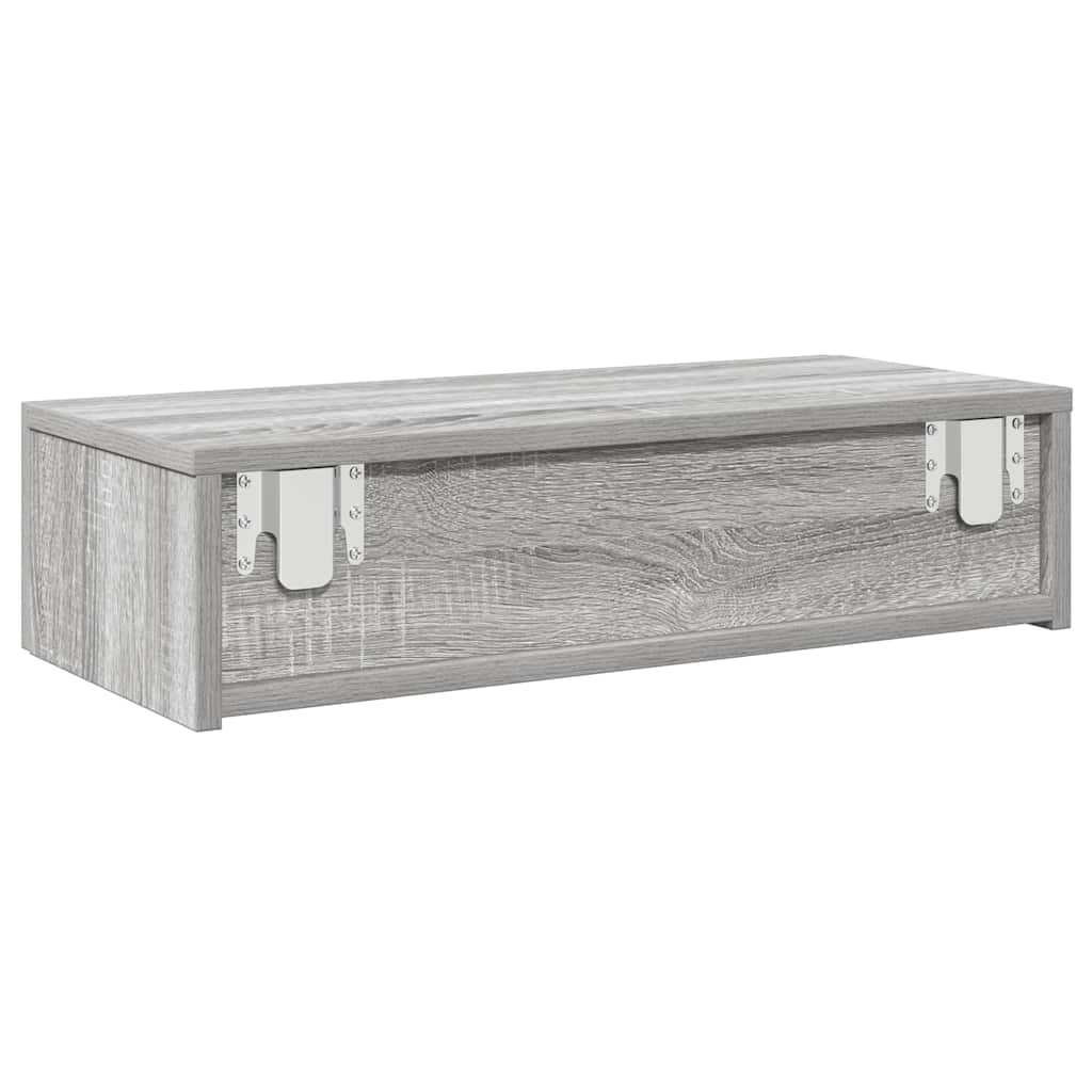Falipolc fiókokkal szürke sonoma 60x26,5x15 cm műszaki fa