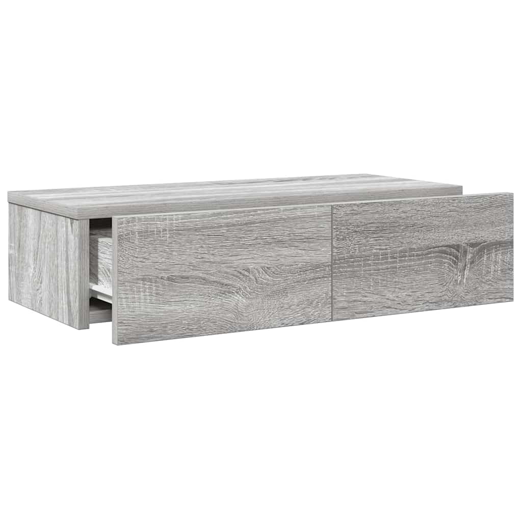 Falipolc fiókokkal szürke sonoma 60x26,5x15 cm műszaki fa