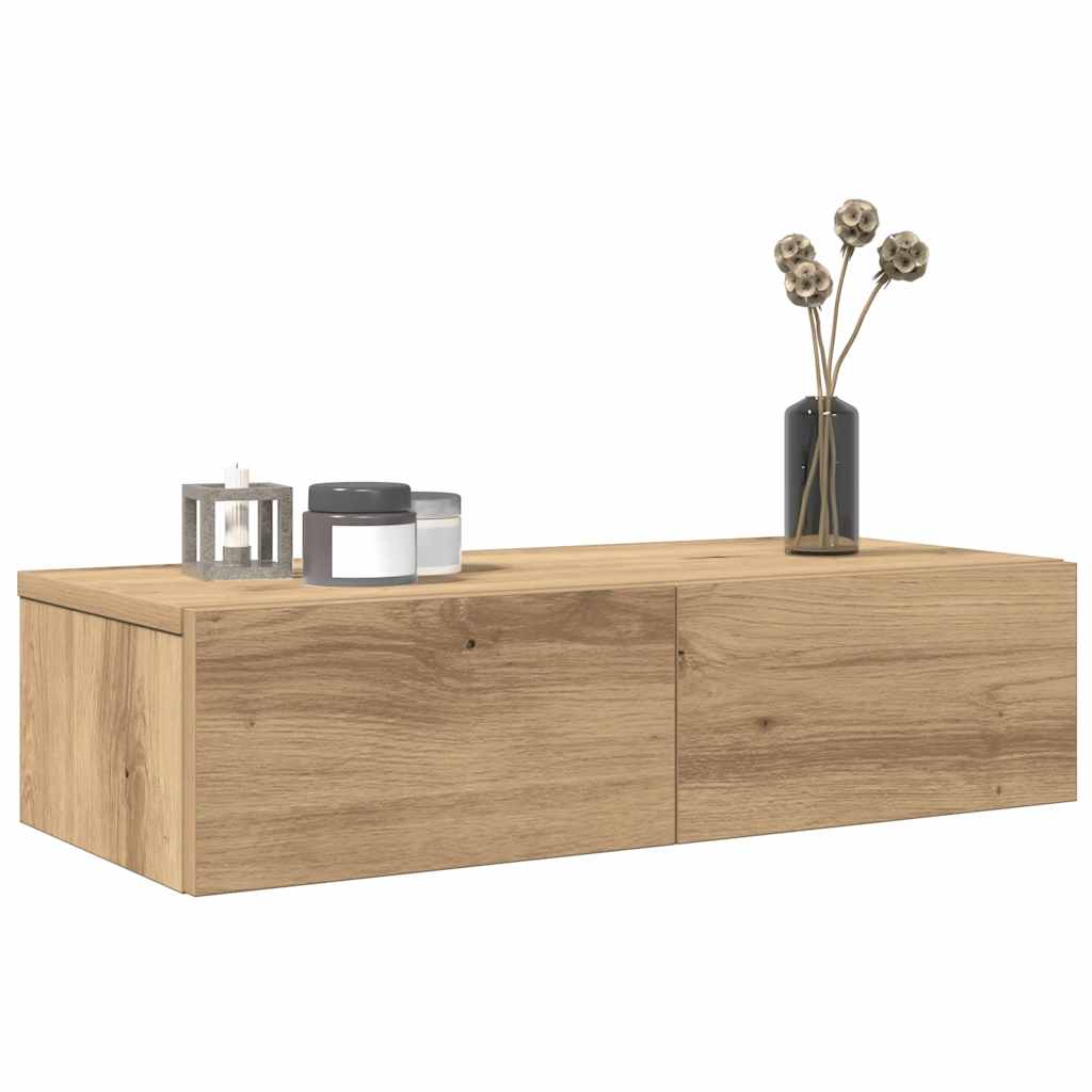 Falipolc fiókokkal artisian tölgy 60x26,5x15 cm műszaki fa