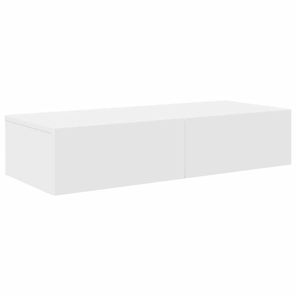 Falipolc fiókokkal fehér 80x33x17 cm műszaki fa