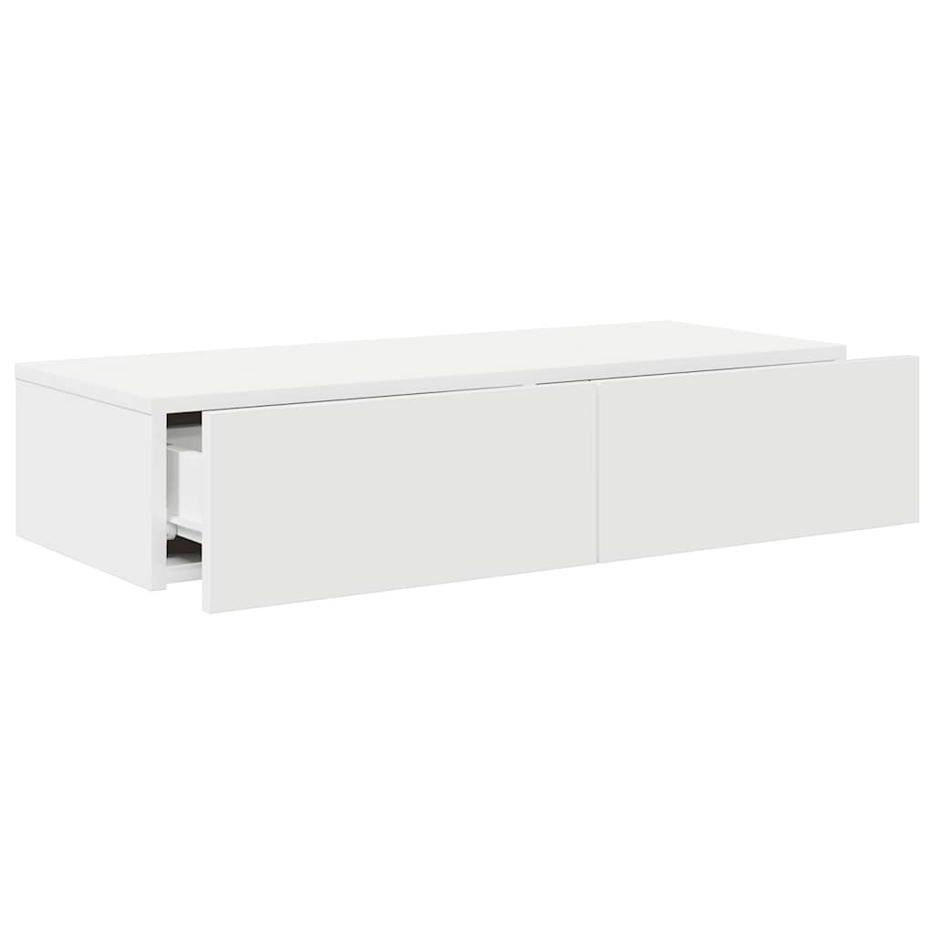 Falipolc fiókokkal fehér 80x33x17 cm műszaki fa