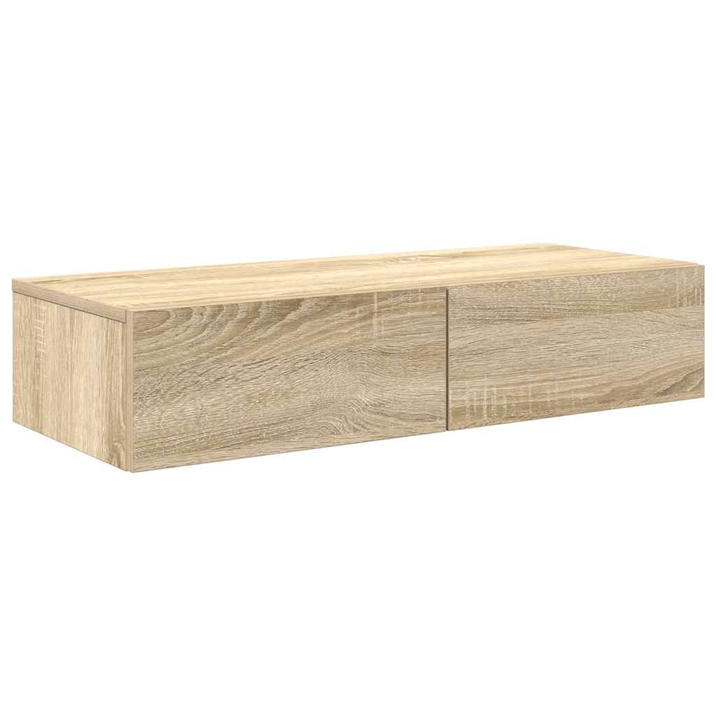 Falipolc fiókokkal sonoma tölgy 80x33x17 cm műszaki fa