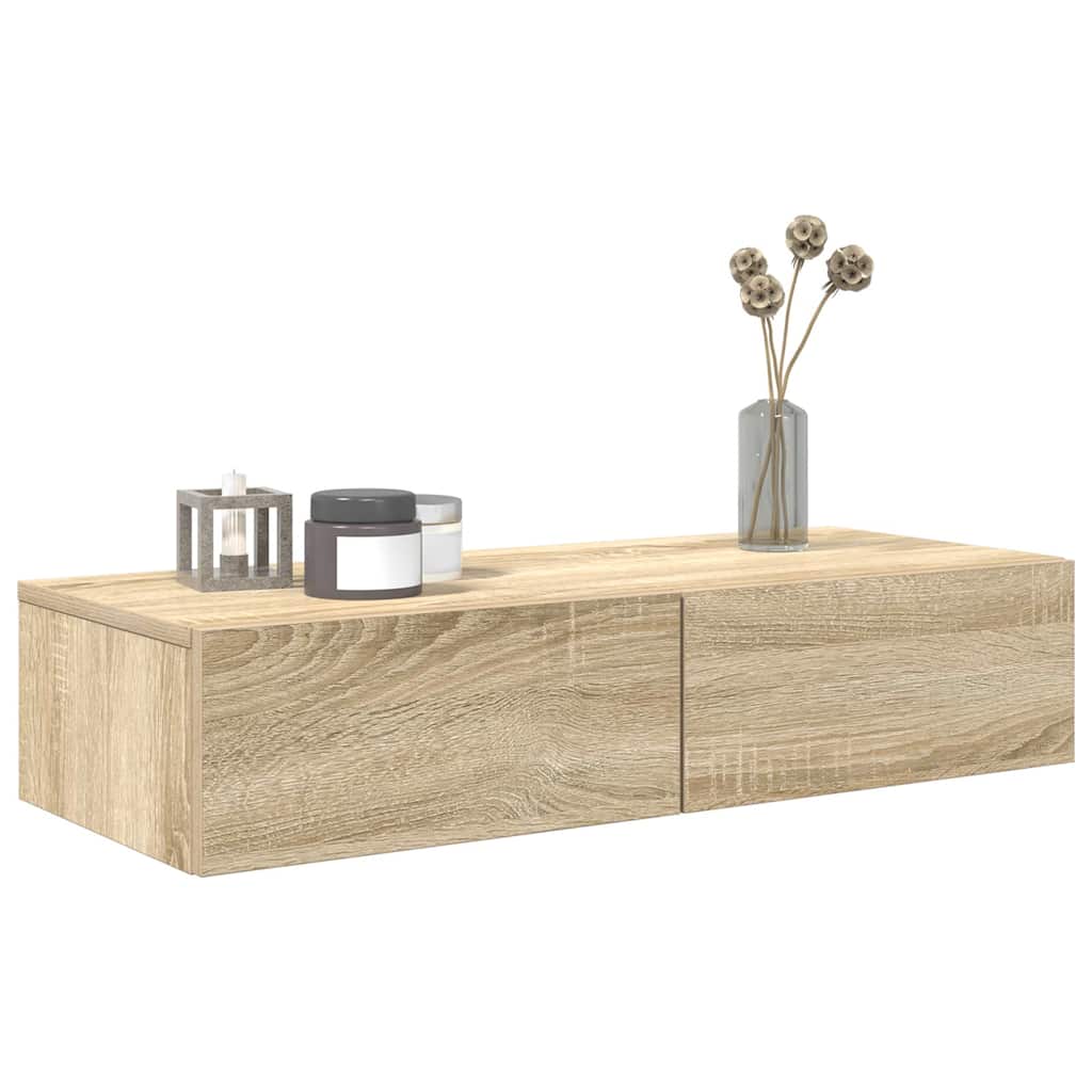 Falipolc fiókokkal sonoma tölgy 80x33x17 cm műszaki fa