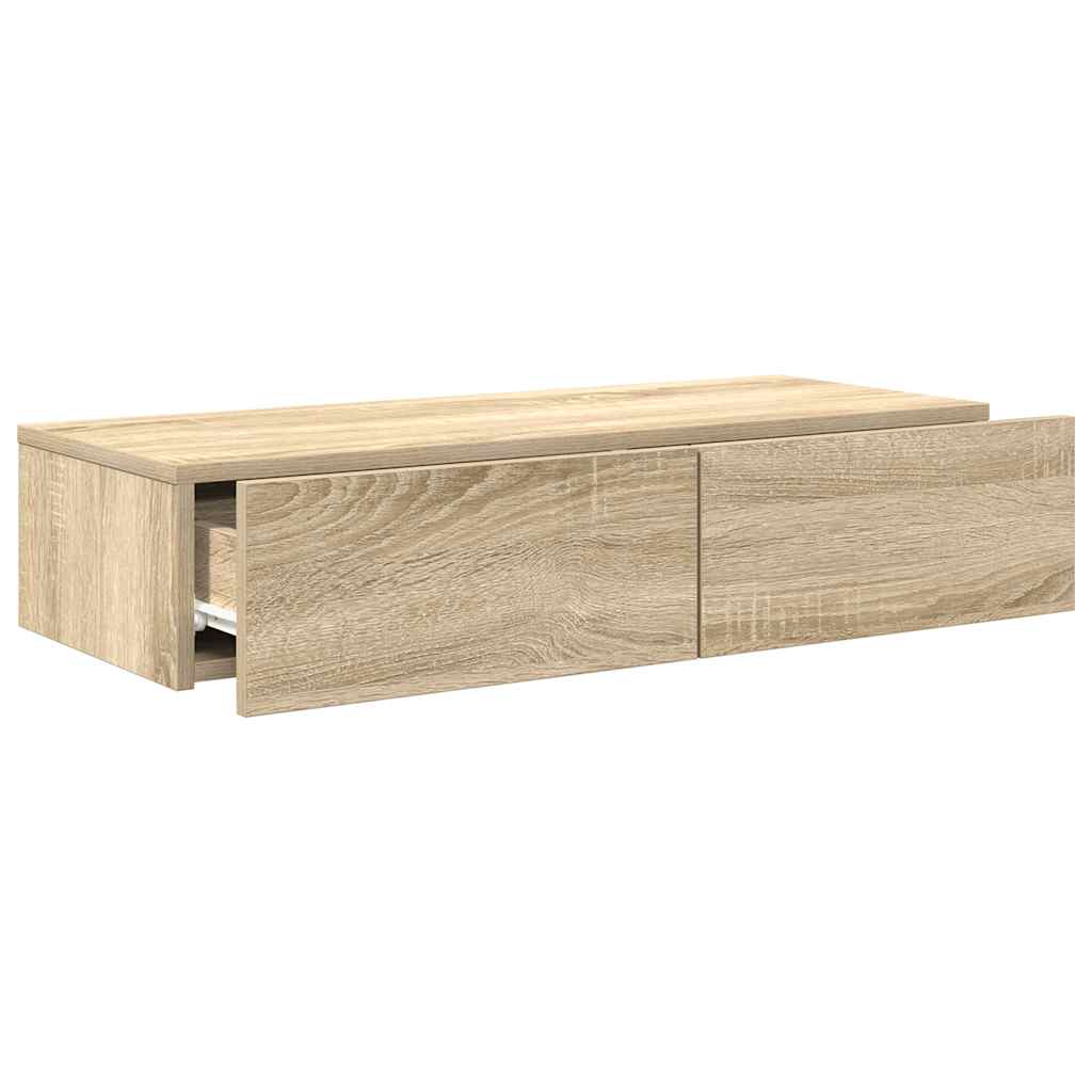 Falipolc fiókokkal sonoma tölgy 80x33x17 cm műszaki fa