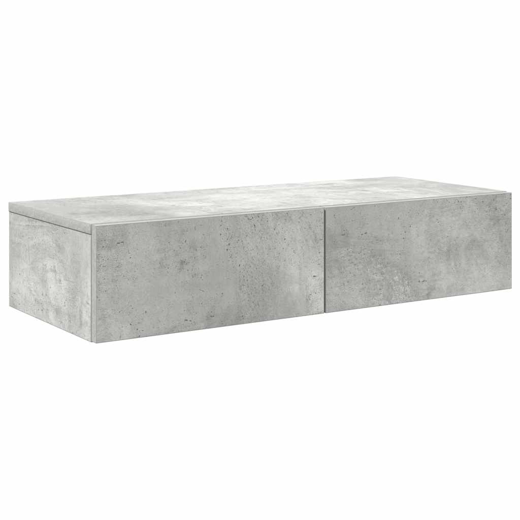 Falipolc fiókokkal betonszürke 80x33x17 cm műszaki fa
