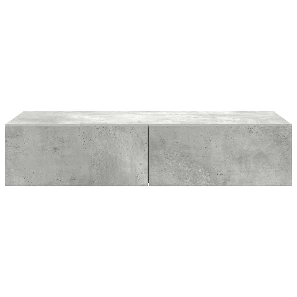 Falipolc fiókokkal betonszürke 80x33x17 cm műszaki fa