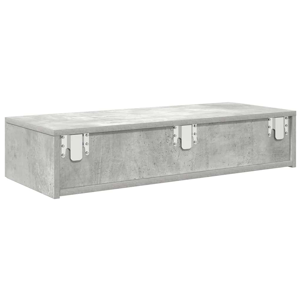 Falipolc fiókokkal betonszürke 80x33x17 cm műszaki fa