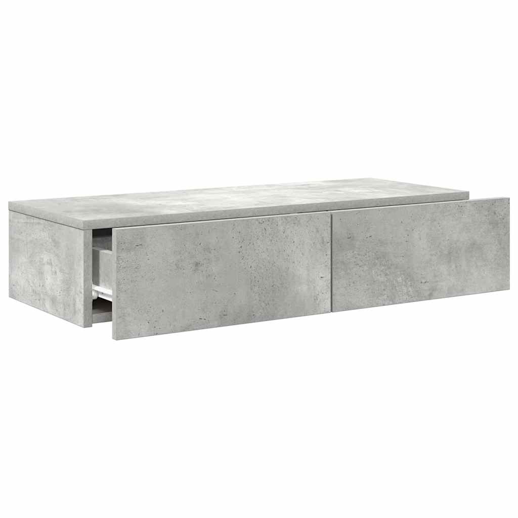Falipolc fiókokkal betonszürke 80x33x17 cm műszaki fa