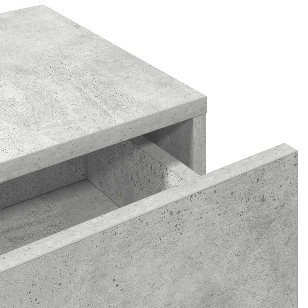 Falipolc fiókokkal betonszürke 80x33x17 cm műszaki fa