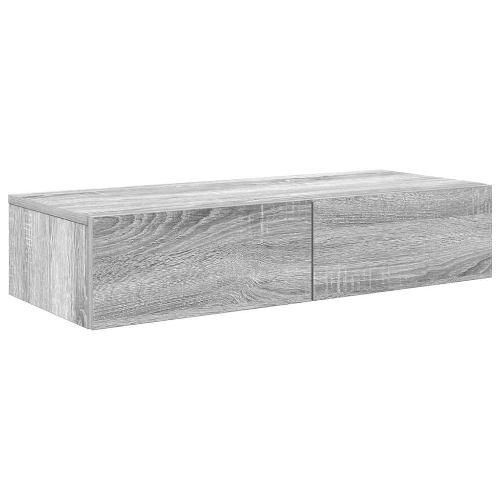 Falipolc fiókokkal szürke sonoma 80x33x17 cm műszaki fa